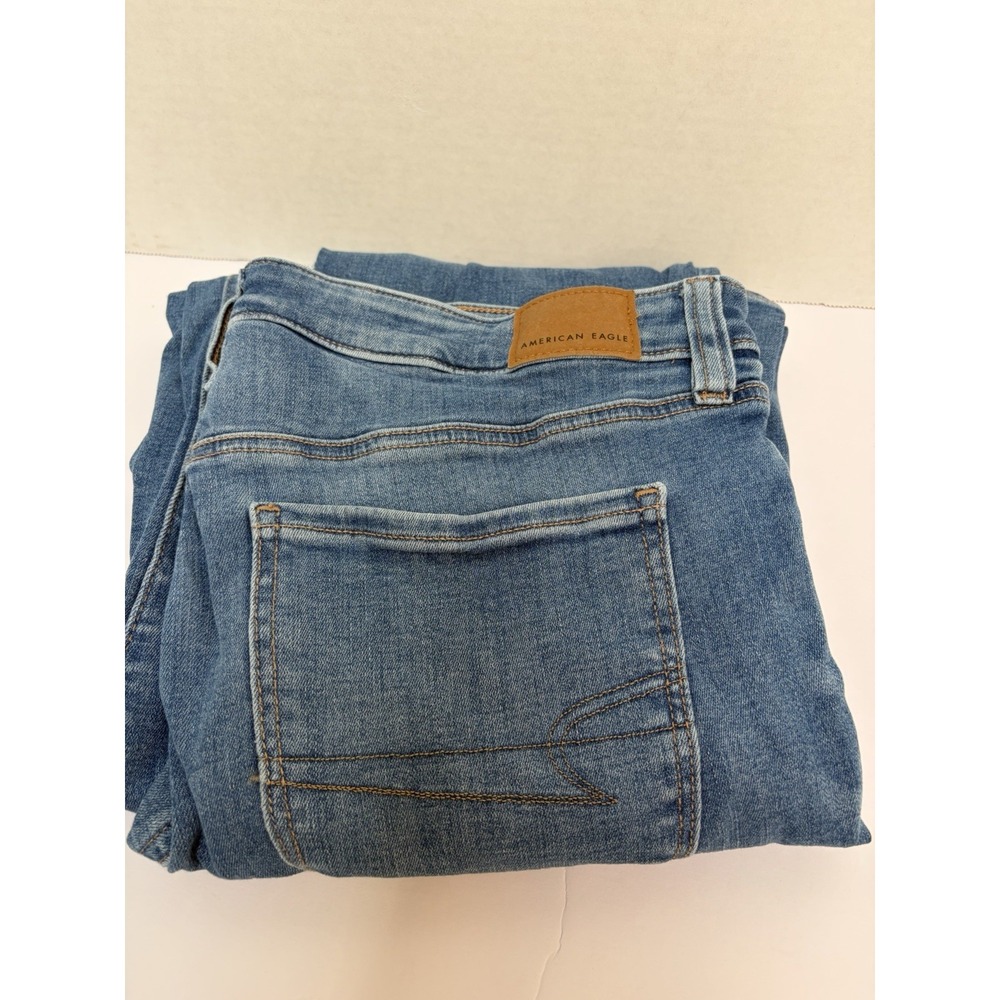 American Eagle Next Level Stretch Super Hi-Rise Flare Denim Jeans Size 14 Light
